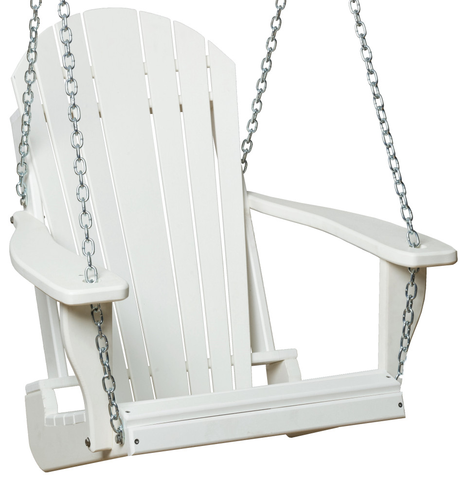 Poly Lumber Adirondack Swing Chair with Chains, Bright White