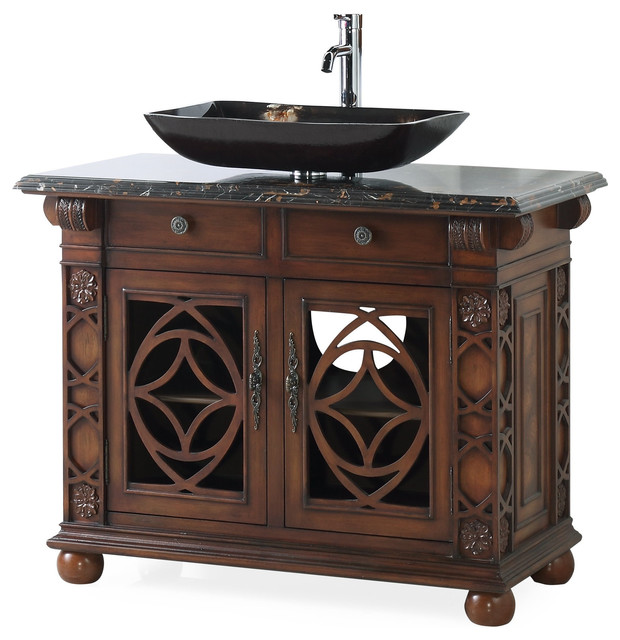 In Stock 42 Vigo Vessel Sink Cherry Bathroom Vanity Traditional Bathroom Vanities And Sink Consoles By Chans Furniture Houzz