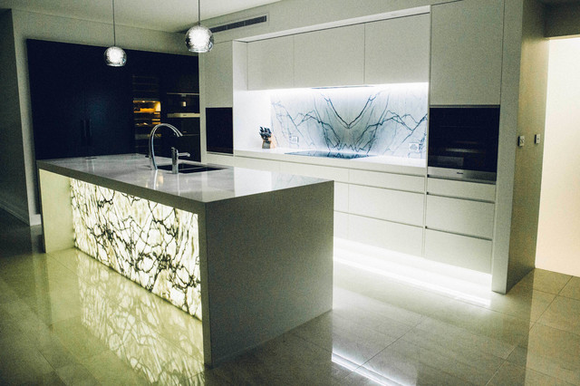New York Marble With LED Lighting | Cremorne Home contemporary-kitchen