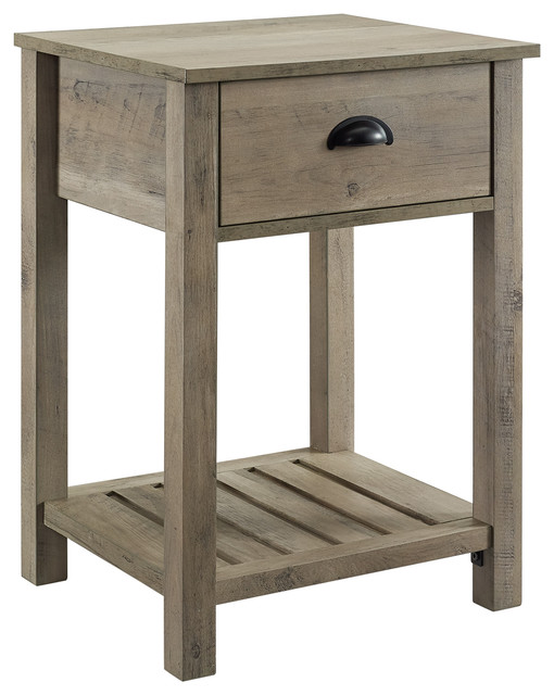 18 Country Single Drawer Side Table Gray Wash Transitional