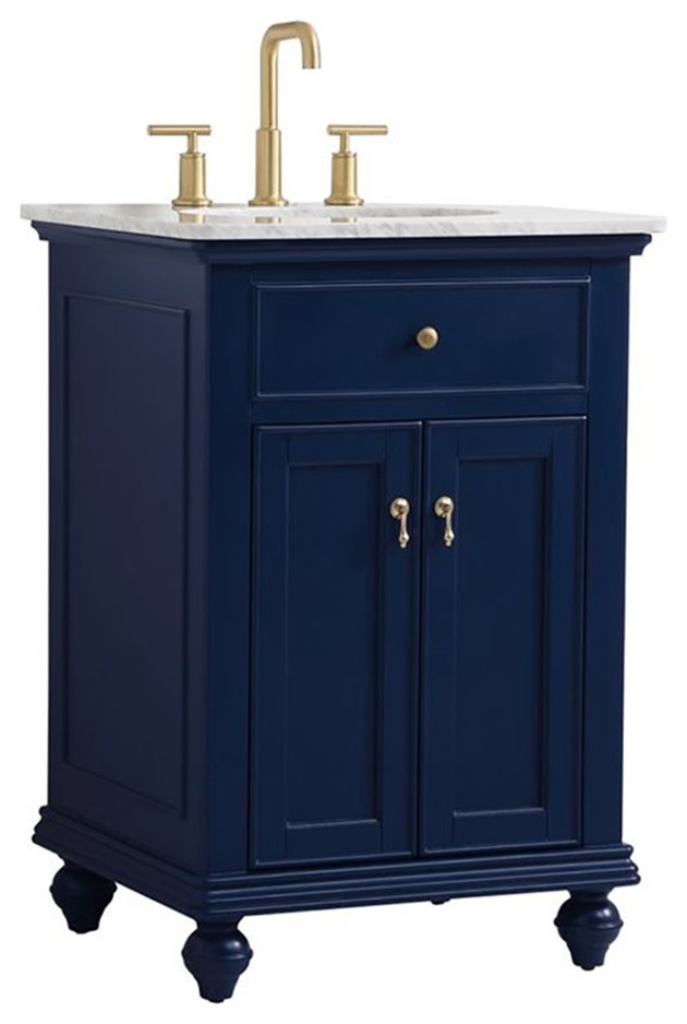 Elegant Decor Otto 24" Contemporary Solid Wood Single Bathroom Vanity in Blue Eclectic