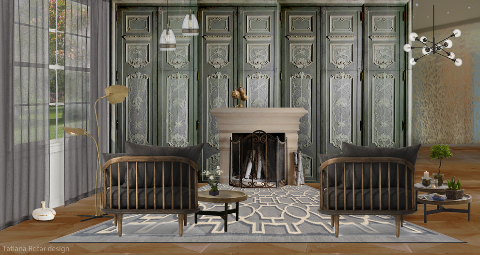 Комната с камином в подмосковье