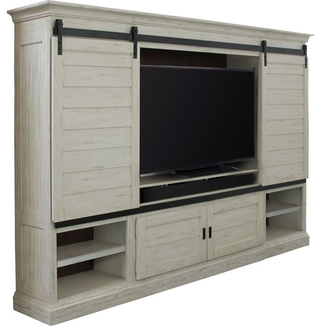 Parker House Chesapeake 4 Piece Sliding Door Entertainment Wall In White
