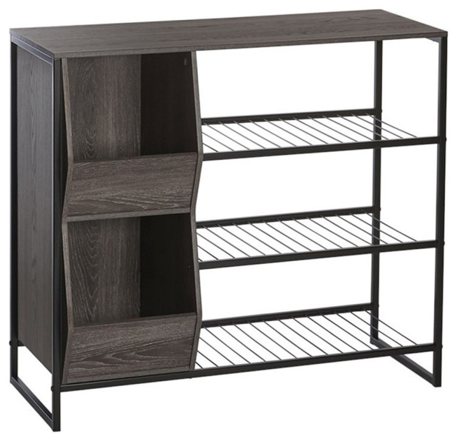 RiverRidge Afton 3Tier Transitional Wood Shoe Rack with Storage Bins