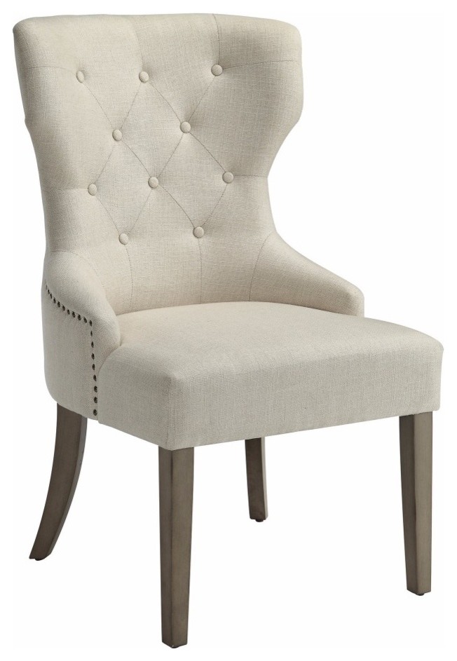 Luxurious And Comfy Button Tufted Dining Chair, Beige