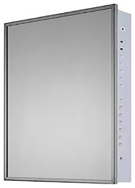 Medicine Cabinet, 18"x24", Bright Annealed Stainless Steel Frame, Flush Mounted