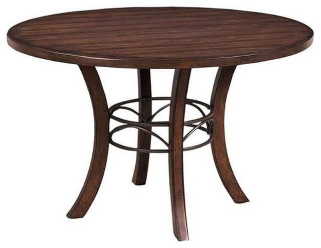Hillsdale Cameron Round Wood Dining Table w/Metal Ring, Chestnut Brown -4671DTBW