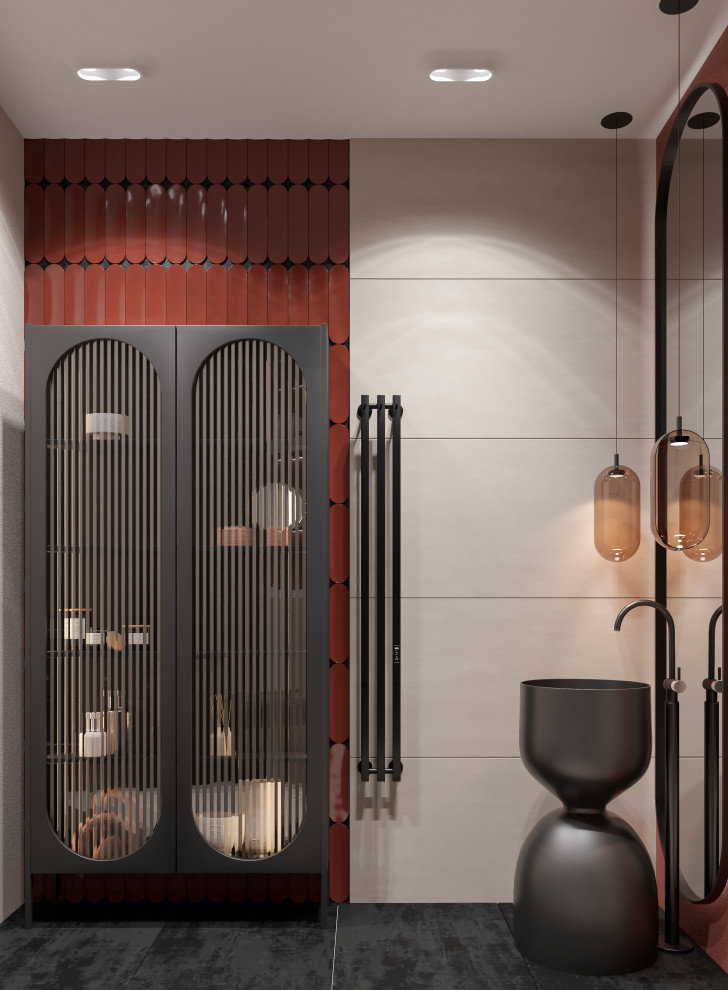 Гостевой санузел из проекта "Оранжевый Блюз" в ЖК Neva Towers, г. Москва