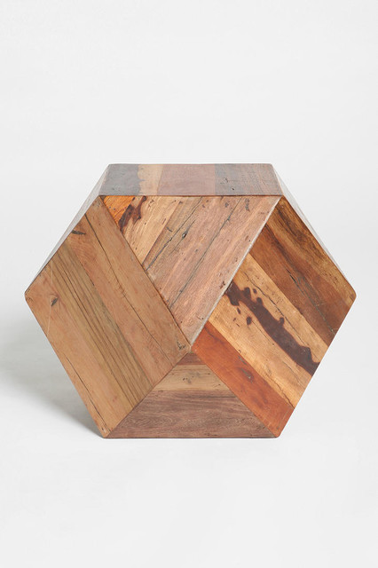 Faceted Woodblock Side Table