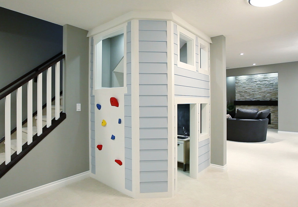 Design ideas for a contemporary kids' playroom in Calgary.