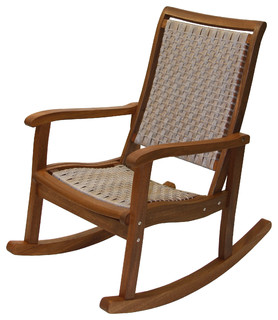 Salinas Resin Wicker And Eucalyptus Rocker Chair Tropical