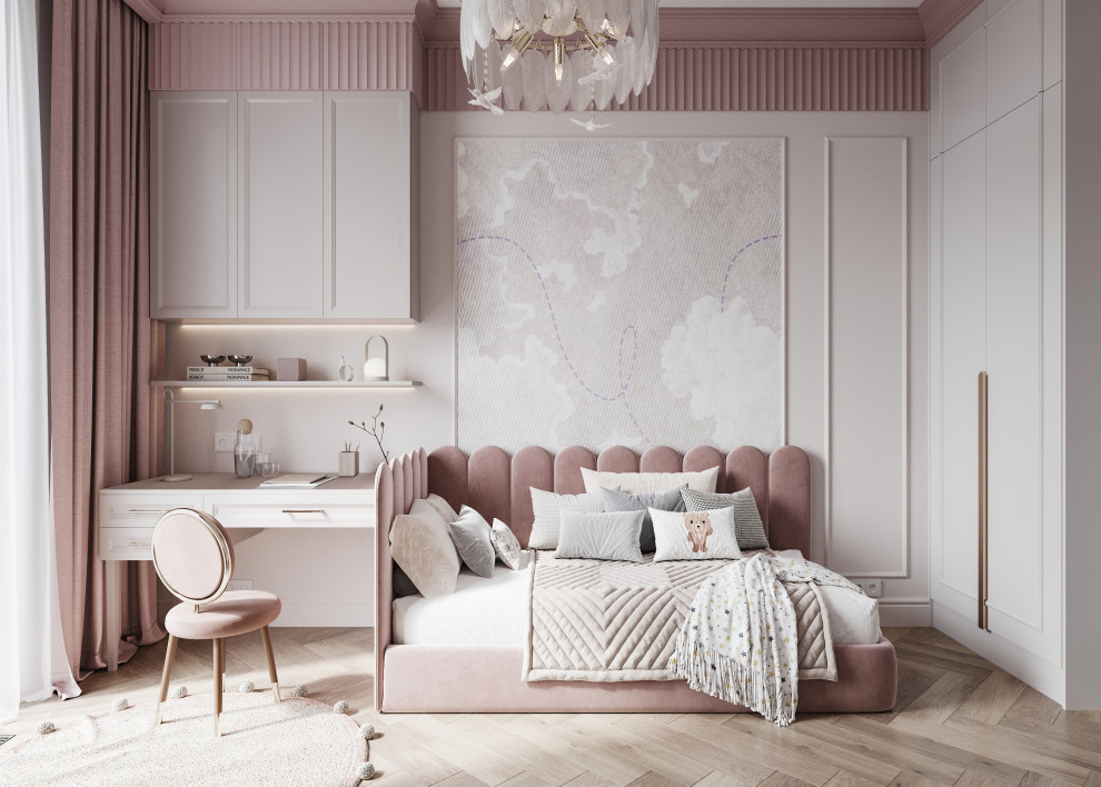 Интерьер розовой детской 13м2