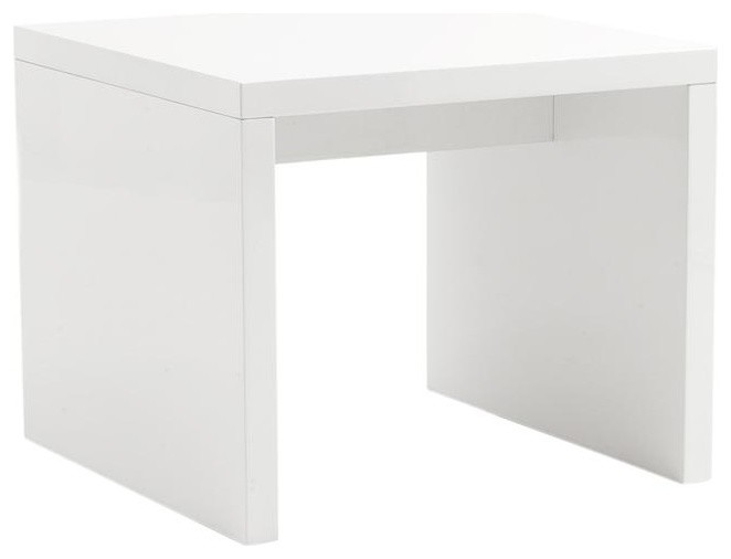 Contemporary End Table in White Finish