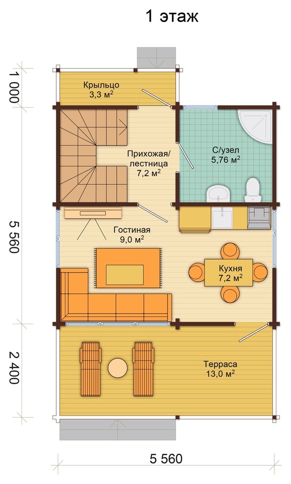 Дом из клеёного бруса сезонного проживания "Визит 2"