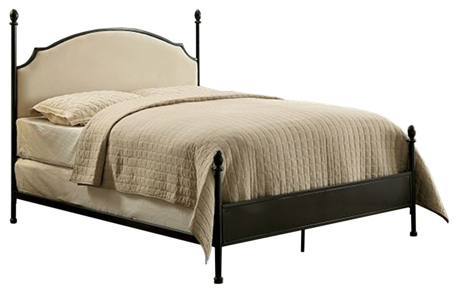 Transitional Queen Size Bed , Black Traditional Panel Beds by