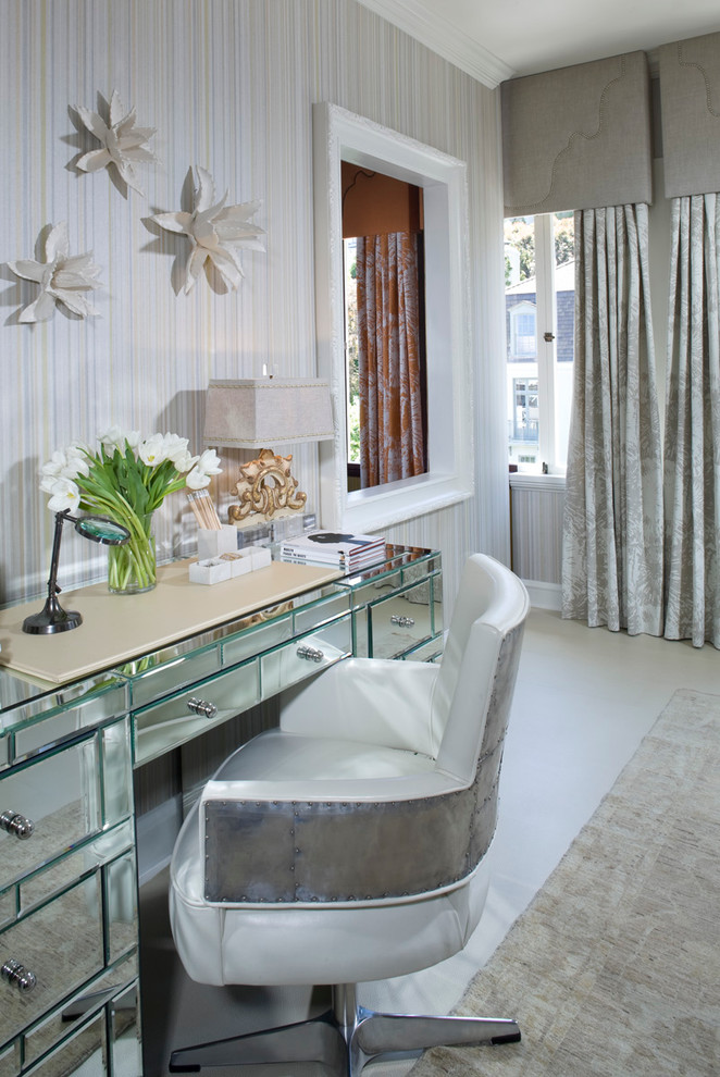 Inspiration for an eclectic bedroom in San Francisco with grey walls.