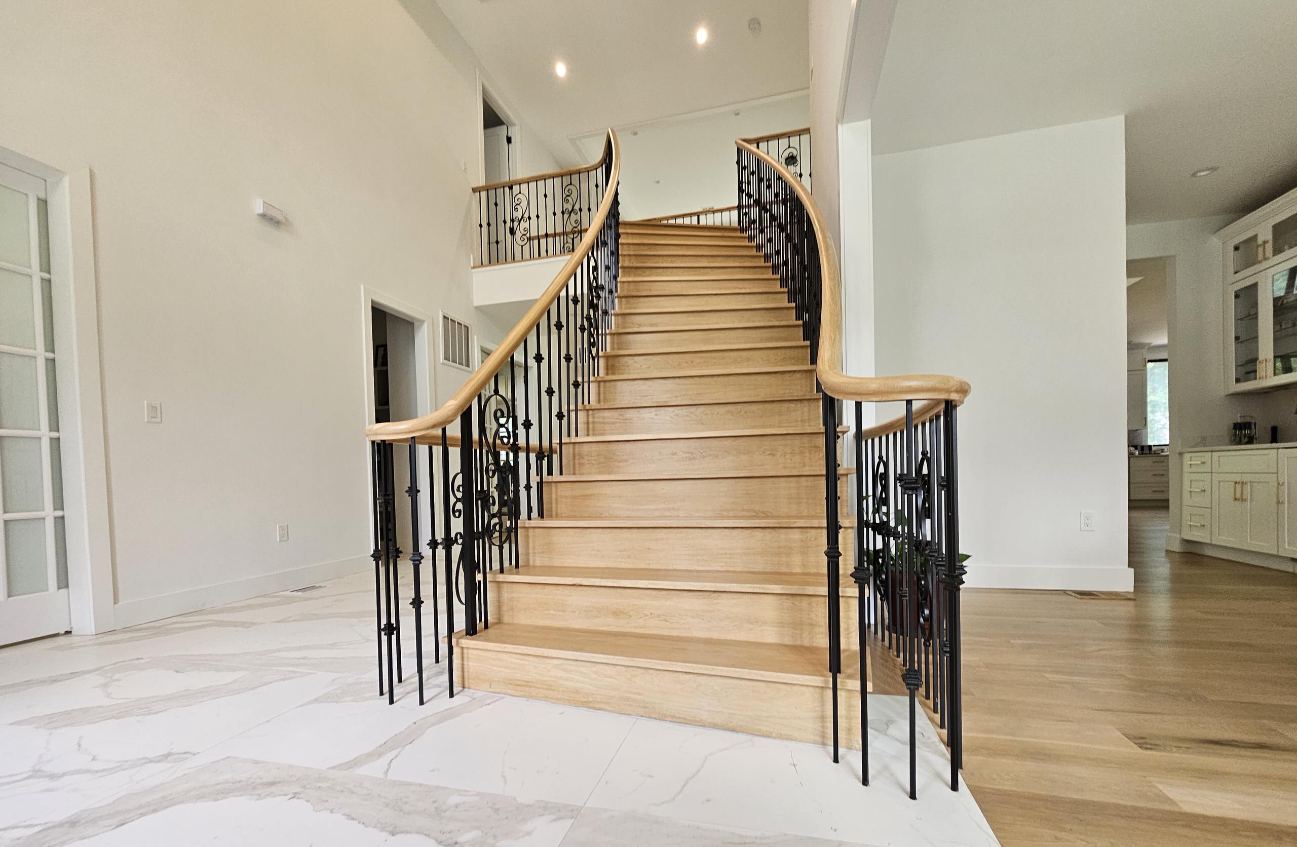 120_Luxurious White Oak Stair with Iron Balusters, Great Falls, 22066