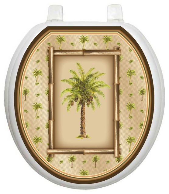 Bahamas Breeze Toilet Tattoos Seat Cover, Vinyl Lid Decal, Bathroom Lid Décor, Round