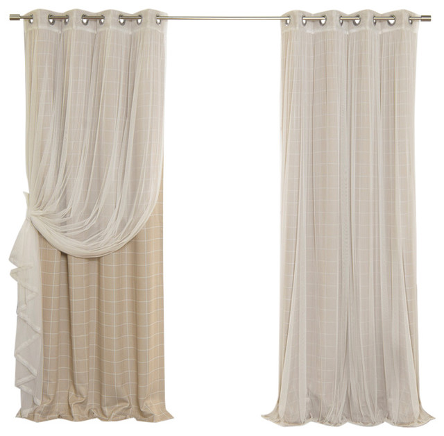 Tulle And Plaid Room Darkening Mix And Match Curtains