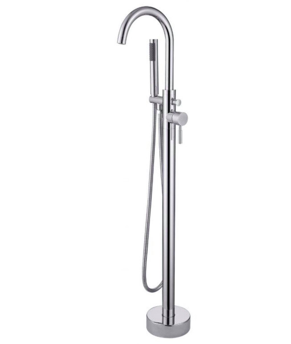 Floor Mounted Round Bathtub Filler In Brushed Nickel. (RA- 9213BN)