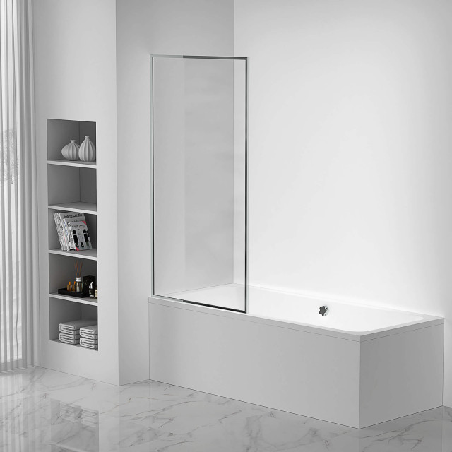 Full Frame Fixed Tub Shower Glass Panel Clear Tempered Glass Bathroom