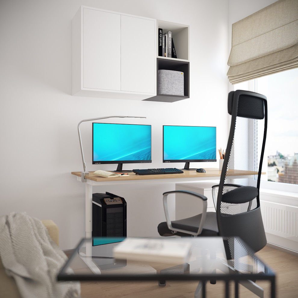 Скандинавский Минимализм. Рабочая зона с трансформируемым по высоте столом