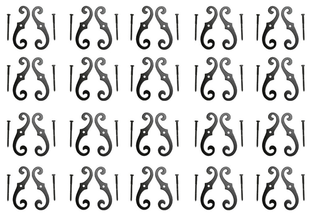 Pair of Vintage Shutter Dogs S Shaped Shutter Hardware in Black Pack of