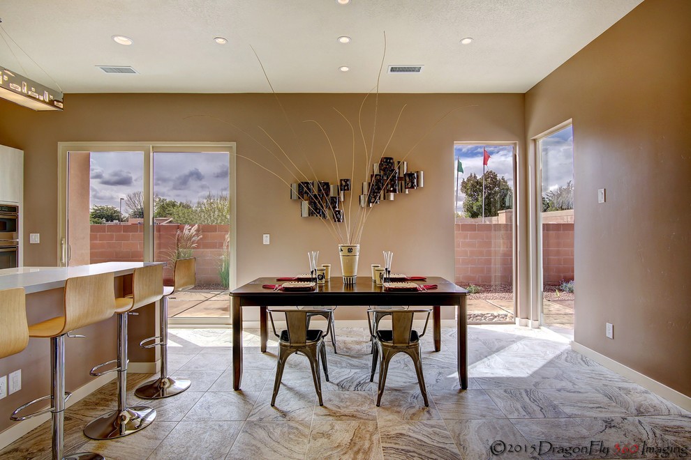 Inspiration for a mid-sized contemporary marble floor kitchen/dining room combo remodel in Albuquerque