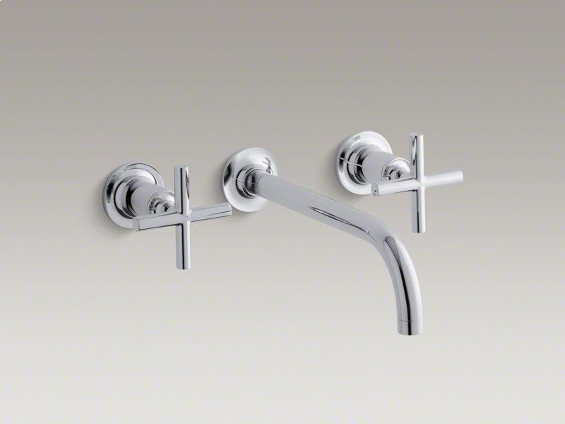 KOHLER Polished Chrome Purist® Wall-mount Bathroom Sink Faucet With Cross Handle