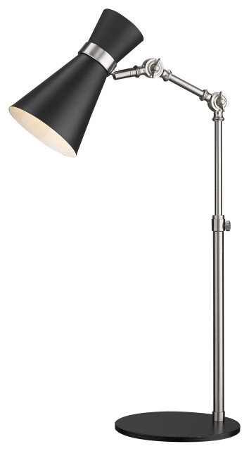 Soriano 1-Light Table Lamp Light In Matte Black With Brushed Nickel