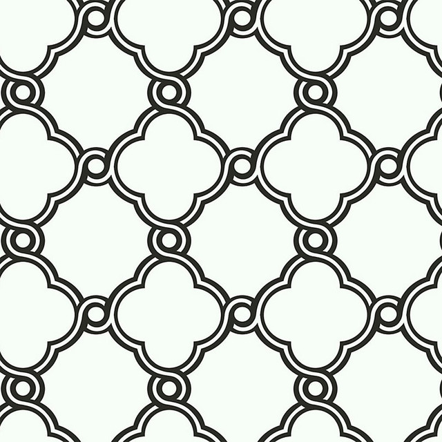 Fretwork Trellis Wallpaper Double Roll - Black/White