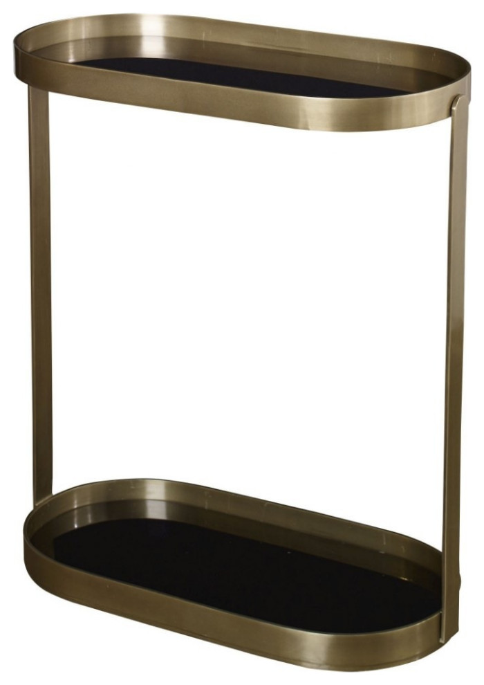 Oval 26.5 inch Side Table Simple Lines - Thick Stainless Steel Accent Table