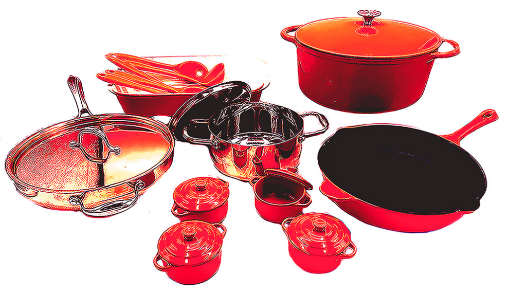 Le Chef 21Piece MultiPurpose Cookware Set, MultiColored Contemporary Cookware Sets by