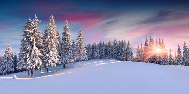 Winter Wall Art panorama of winter sunrise" aluminum wall art, 10x20 Winter Wall Art panorama of winter sunrise" aluminum wall art, 10x20