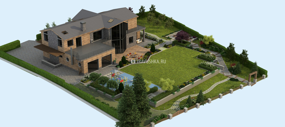 Дизайн-проект участка 20 соток, в 3D