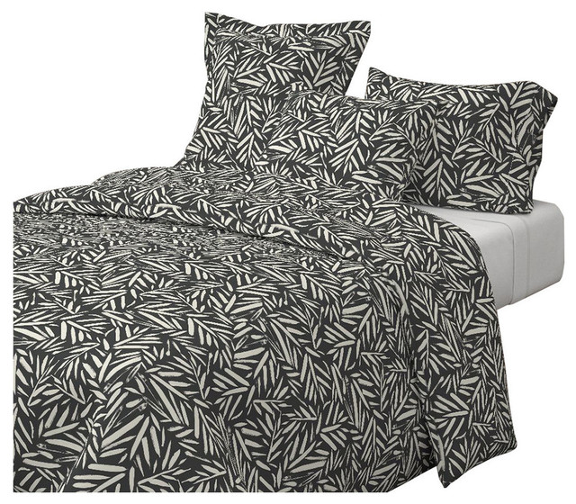 Leaves Black Black Cotton Duvet Cover Asian Duvet Covers And