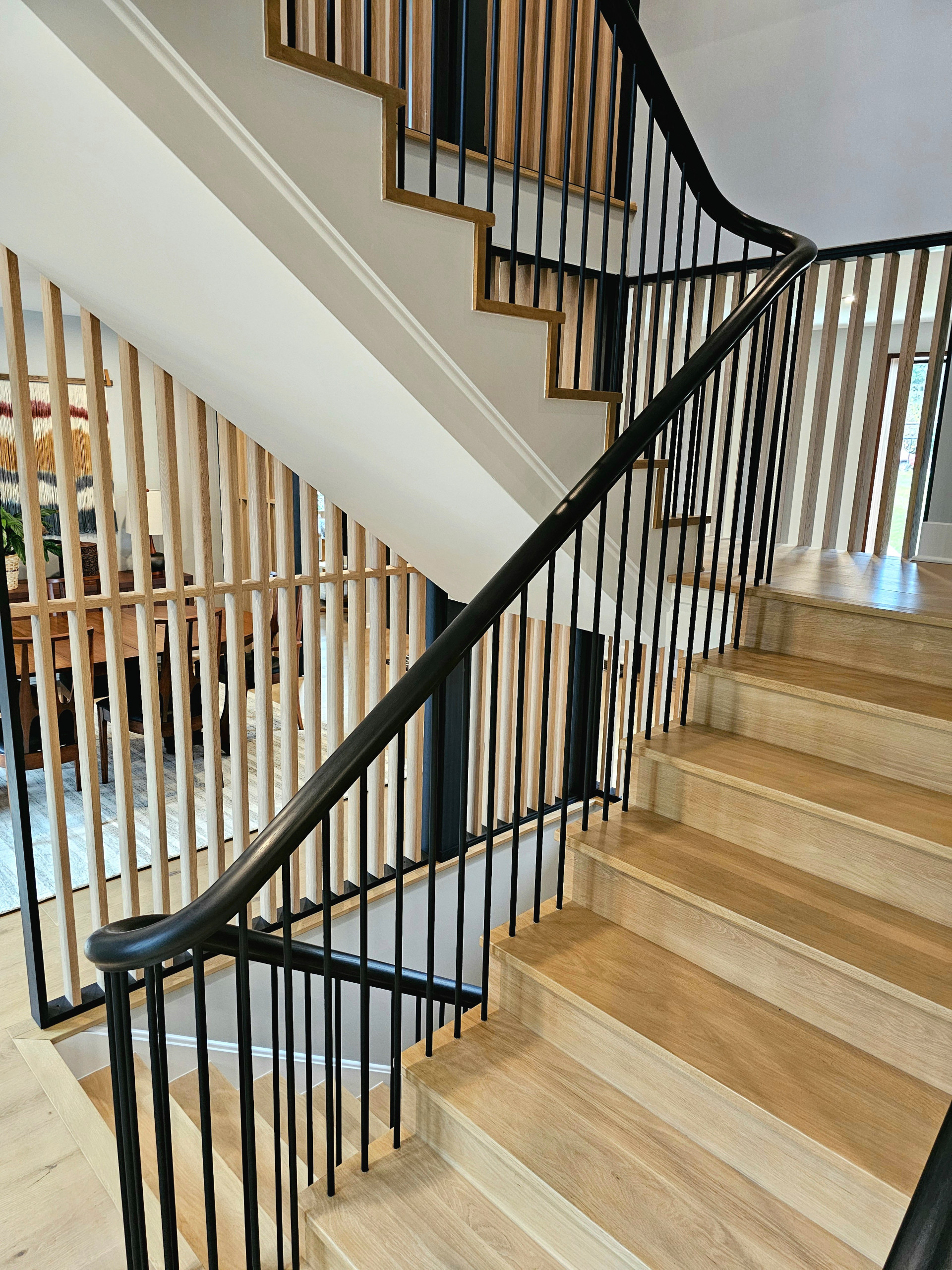 115_Stunning Continuous Rail System on 3 Story Floating Stairs; Arlington, VA 22