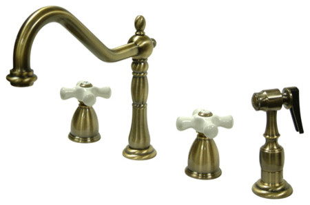 8" Center Kitchen Faucet with Brass Sprayer