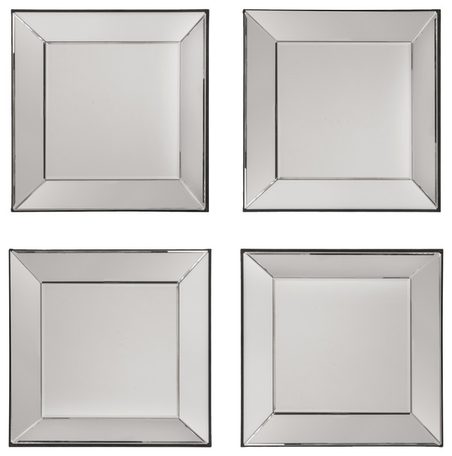 Time Square 4 Piece Wall Mirror Set With Wide Mirrored Frames