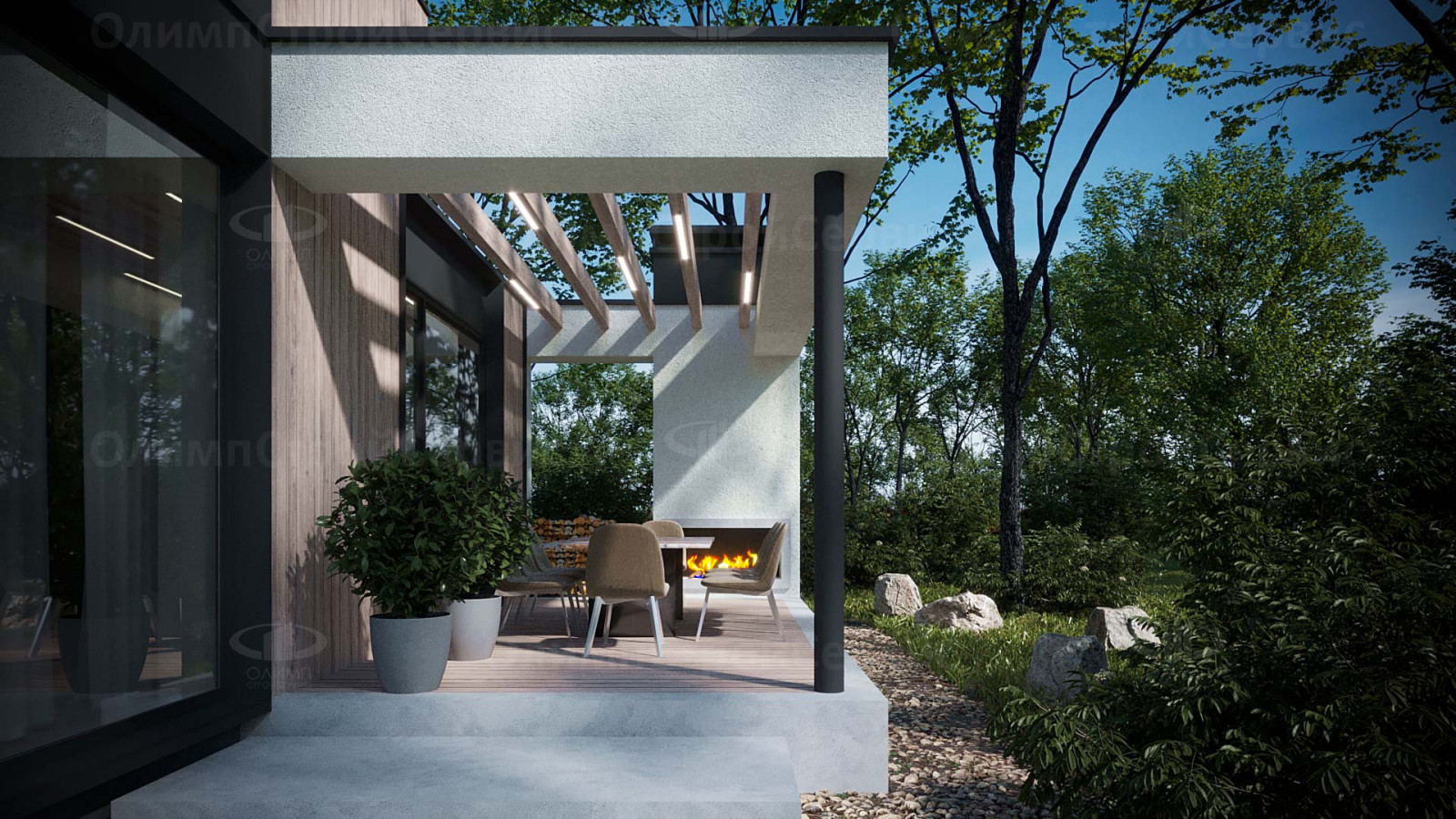 Современный дом «Истон» с плоской крышей