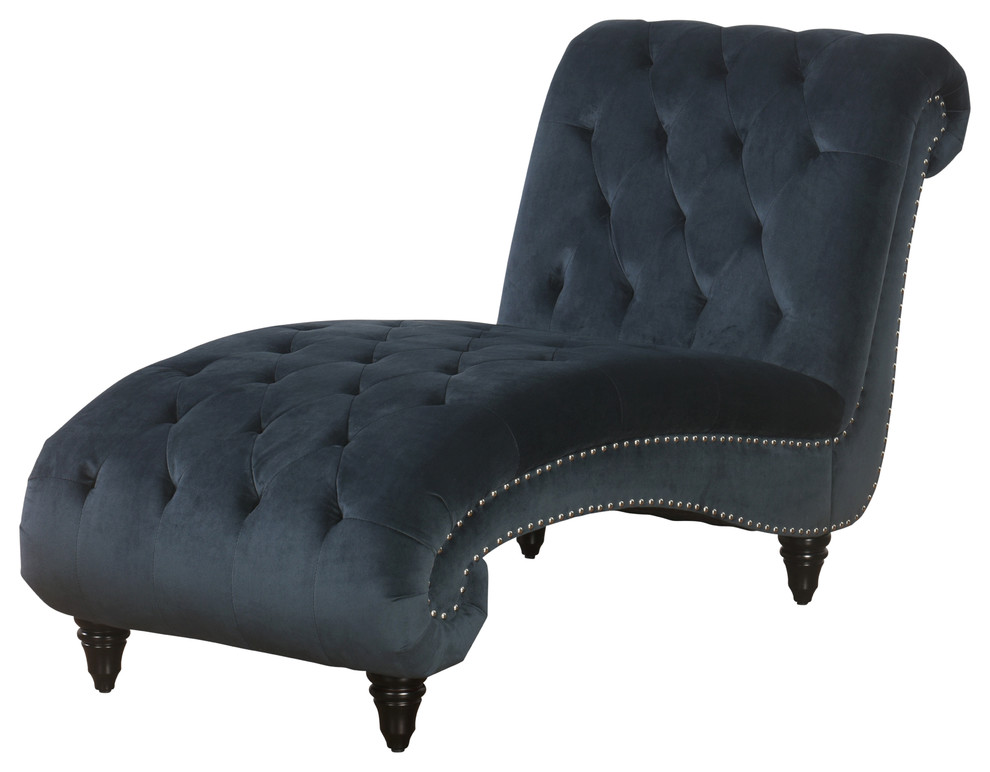 Christine Tufted Velvet Chaise Traditional Indoor Chaise Lounge