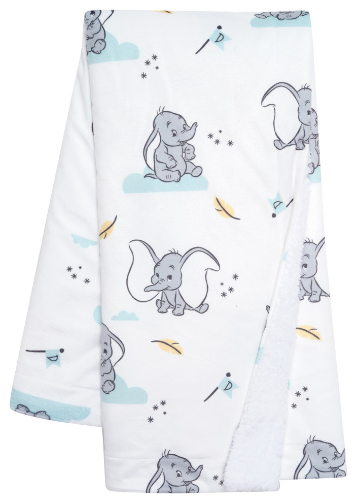 Lambs & Ivy Dumbo Baby Blanket White, Animals, Disney, Elephant