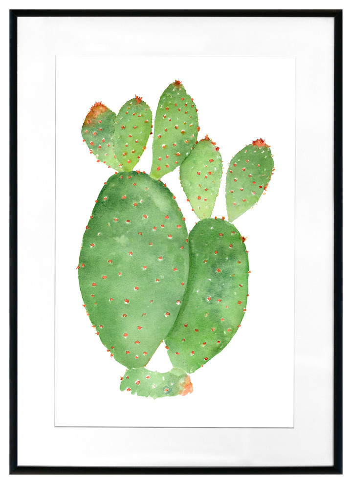 "Watercolor Cactus" Framed Art Print, 20"x16"