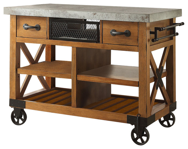 Kailey Cart Antique Oak Finish Kitchen Islands And Kailey Cart Antique Oak Finish