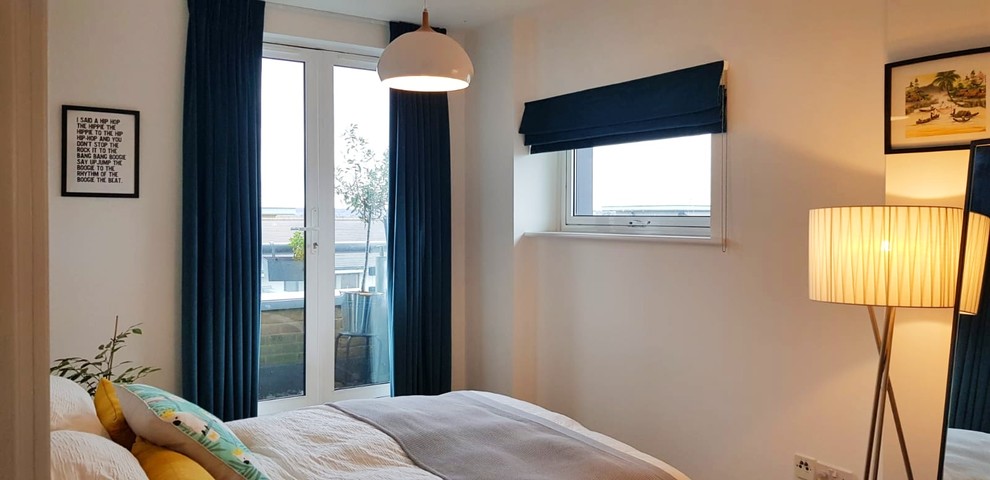Design ideas for a contemporary bedroom in London.
