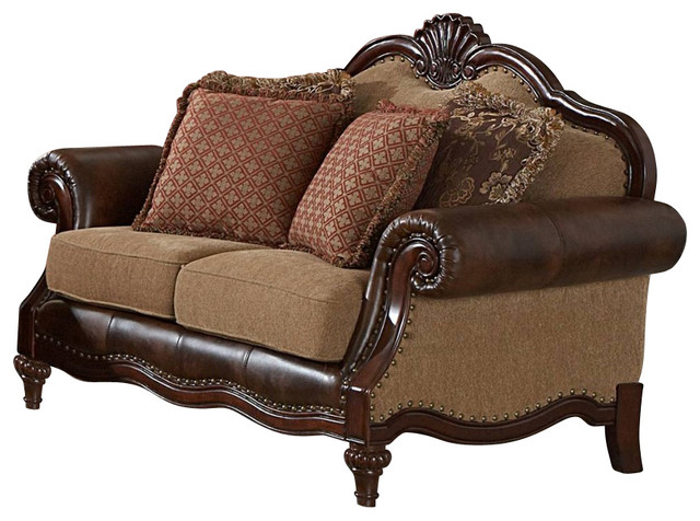 Homelegance Winnfield Love Seat in Golden Burgundy - Traditional ...