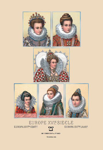 Feminine Fashions of the European Aristocracy, Sixteenth Century #2 20x30 poster