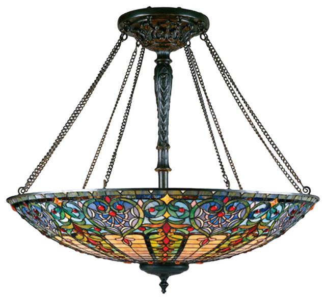 Extra Large 8Light Tiffany Foyer Piece, Vintage Bronze Victorian