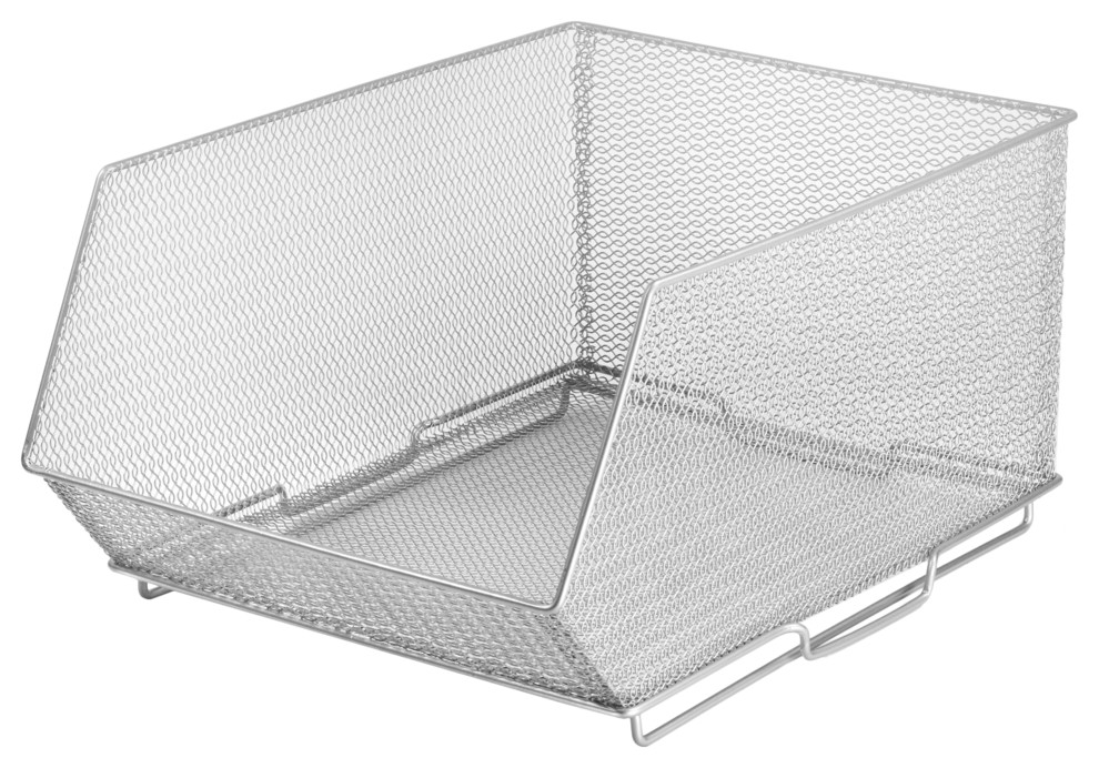 Mesh Stacking Bin Silver Storage Containers
