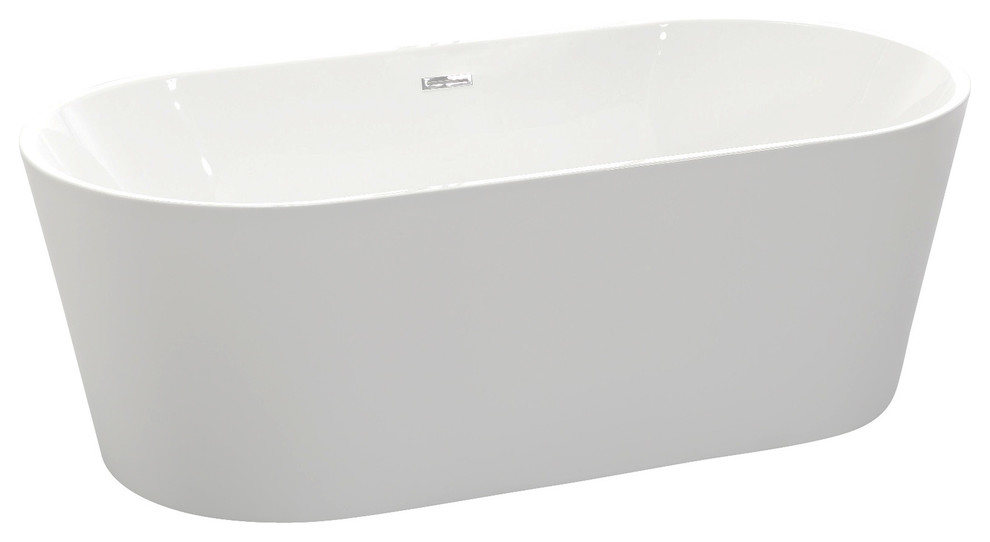ANZZI Chand Series 5.58 ft. Freestanding Bathtub in White
